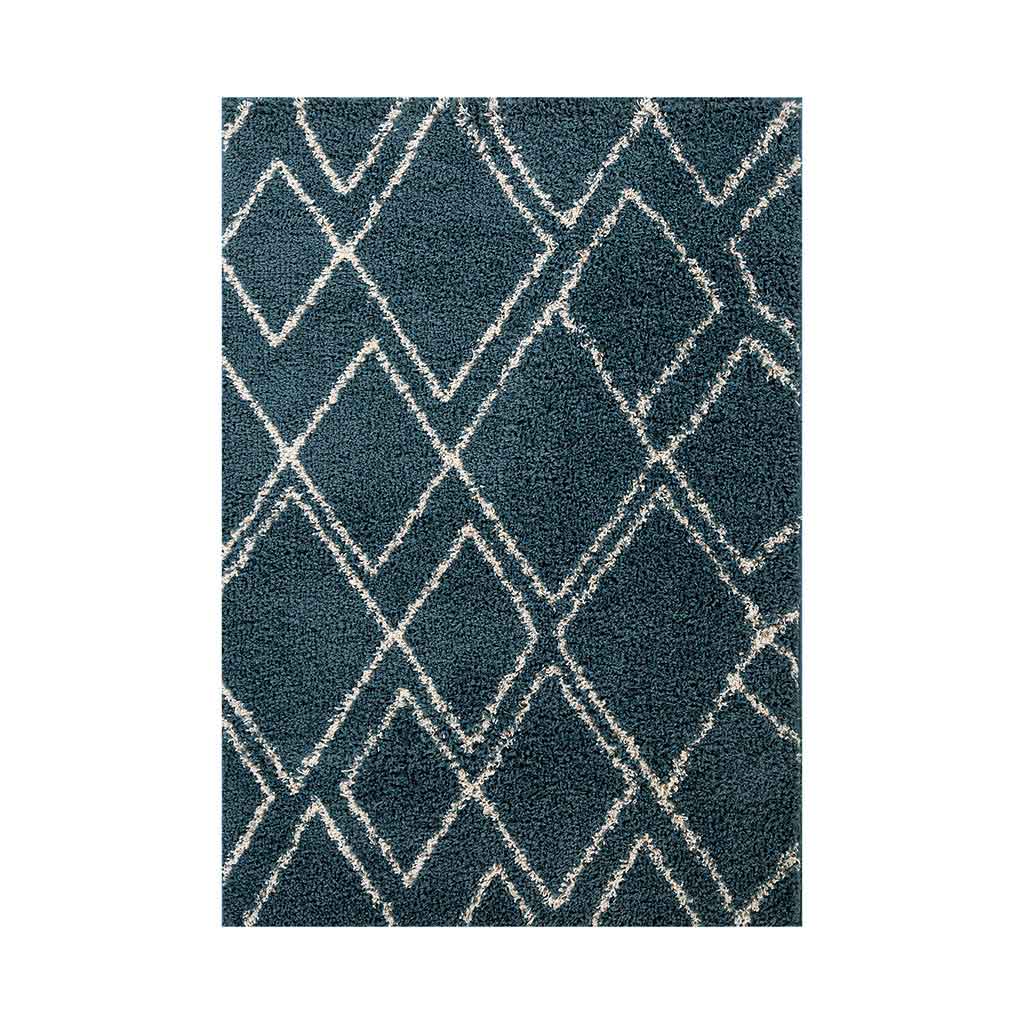 Alfombra Azul Estampada De Rombo 160x235cm