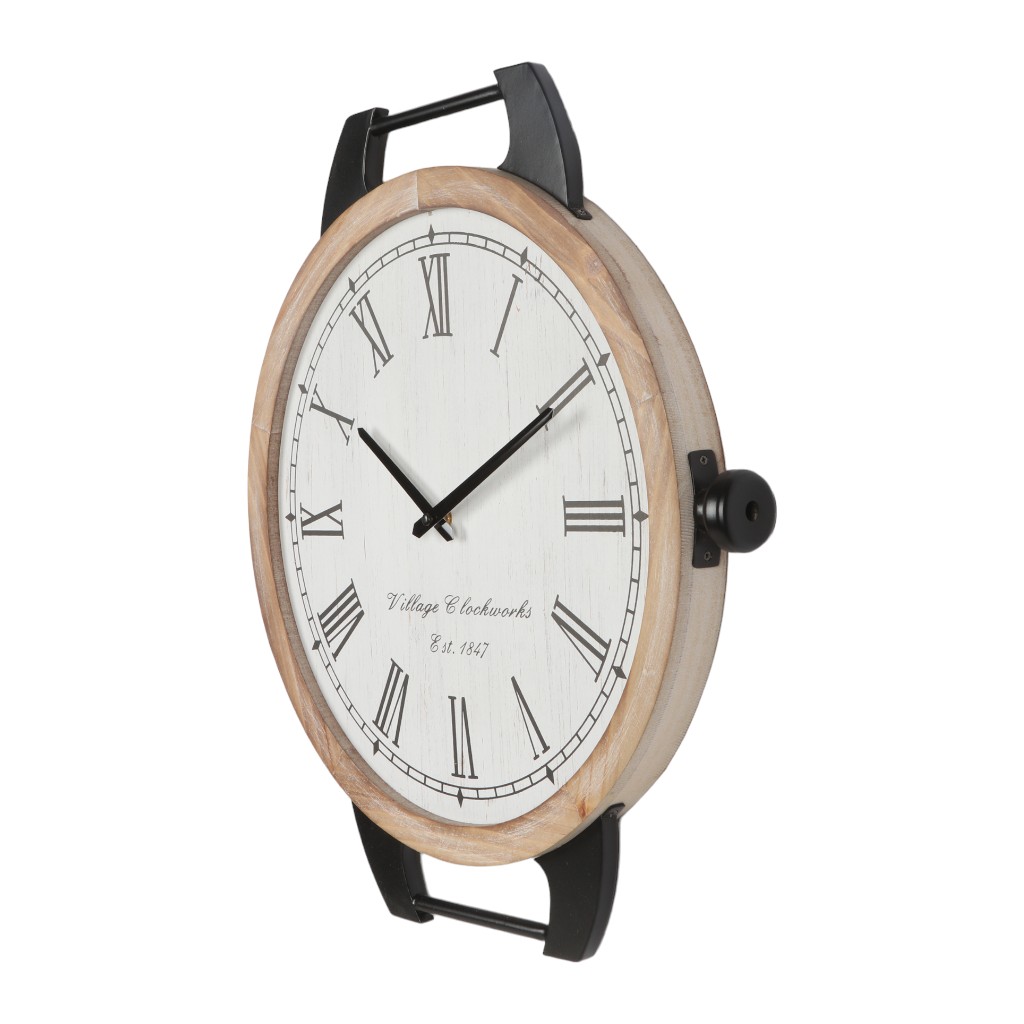 Reloj De Pared Con Borde De Madera 42x48.5x3.5cm
