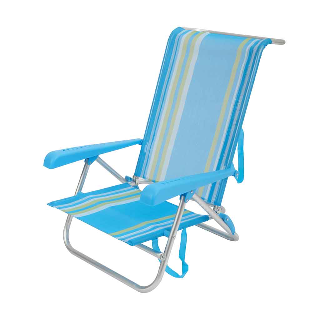 Silla De Playa Plegable Con Rayas Verdes 87X52Cm