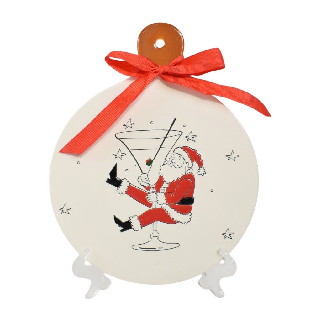 Bandeja De Servir Redondo Diseño De Santa Claus 25X20X1Cm