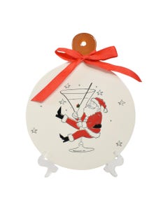 Bandeja De Servir Redondo Diseño De Santa Claus 25X20X1Cm
