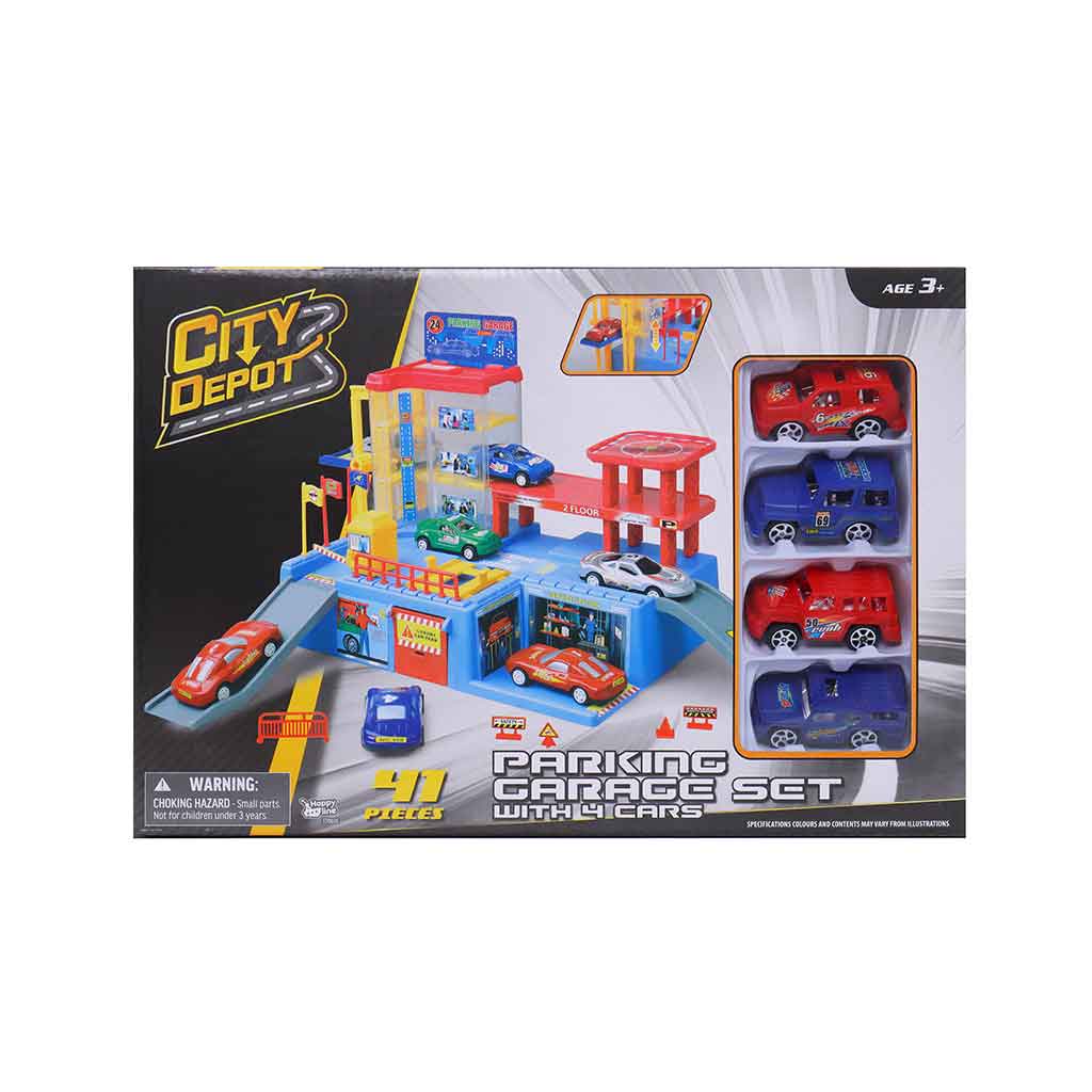 Juego de estacionamiento City Depot con 4 autos