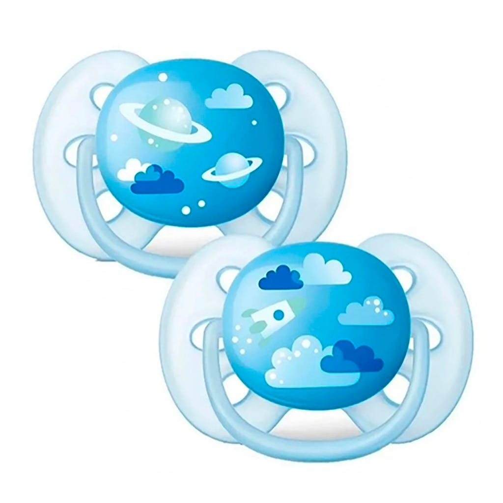 Juego de 2 chupetes para bebés Ultra Soft azul