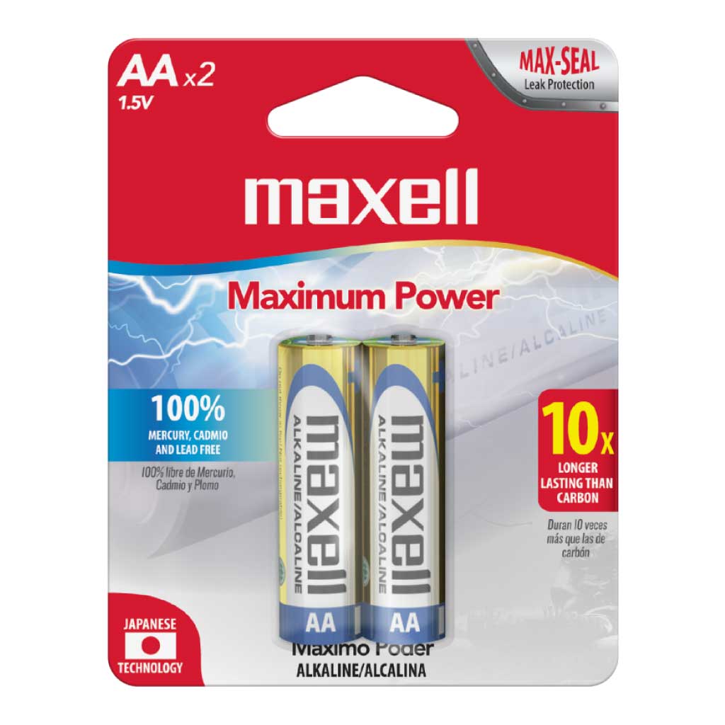 Batería Alkalina AA 1.5 V x 2 Maxell