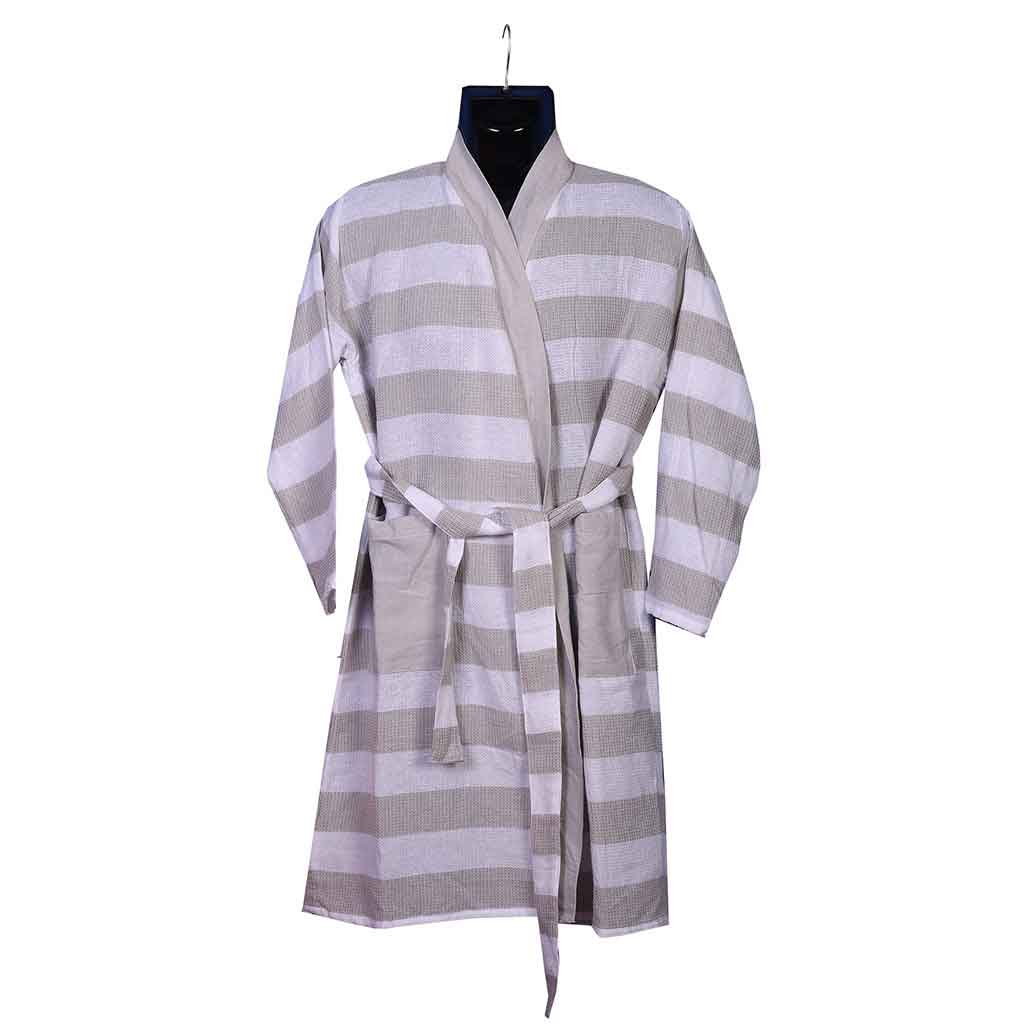 Bata de baño de rayas beige M/L