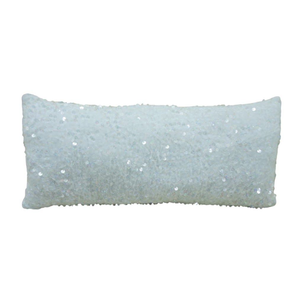 Cojín Blanco De Lentejuelas 35X18Cm