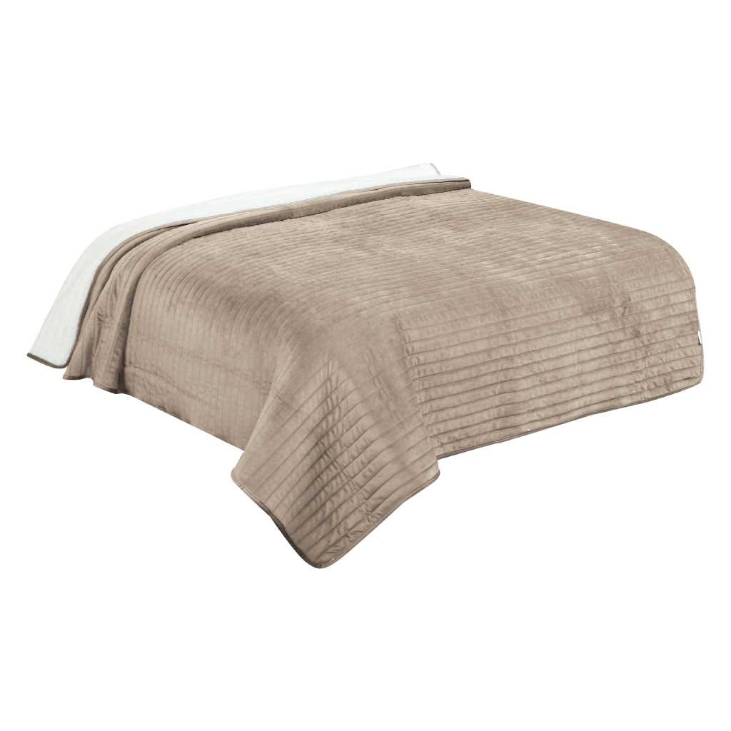 Cubrecama beige twin con respaldo sherpa 