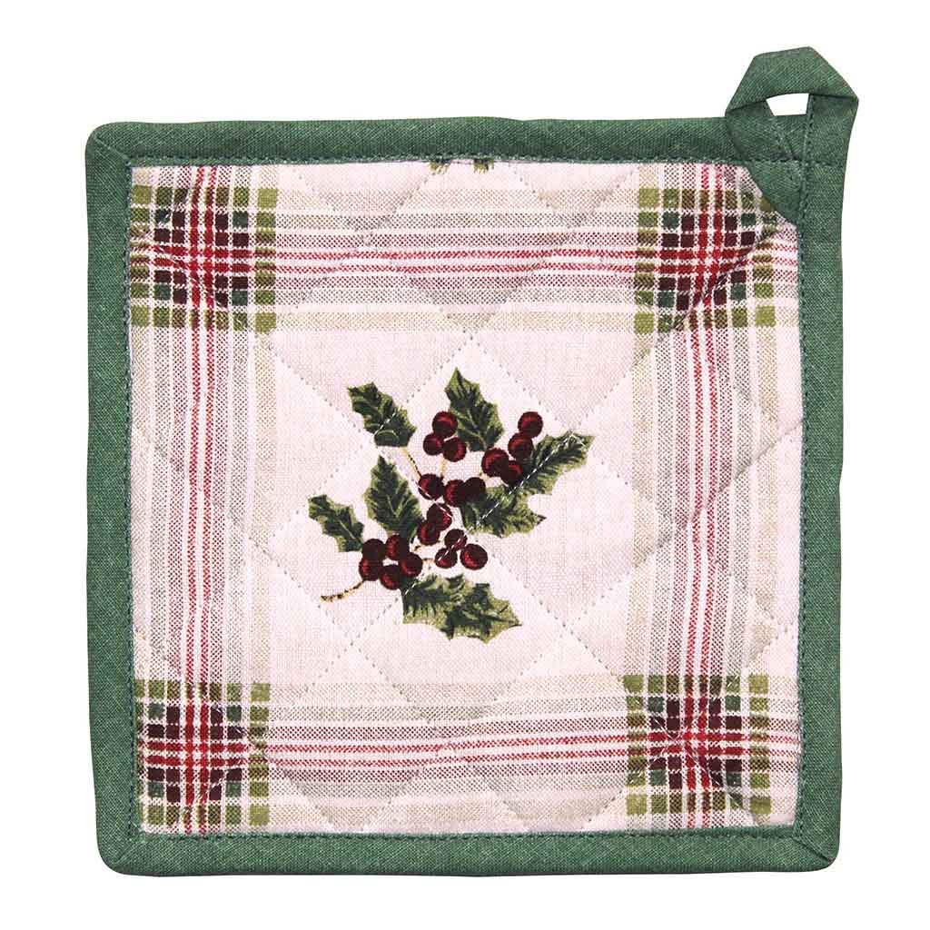Agarra ollas navideño con estampado de bayas 20x20cm