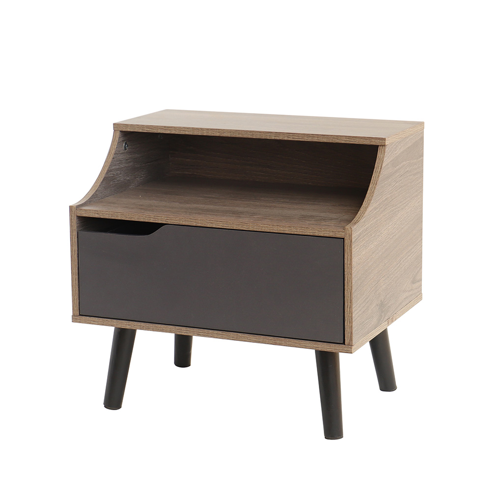 Mesa de noche con cajón gris de mdf 