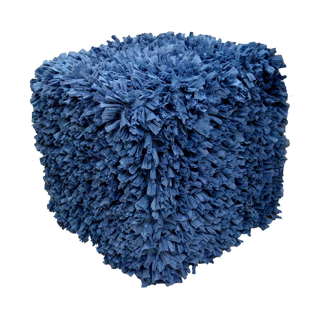 Puff cuadrado decorativo azul