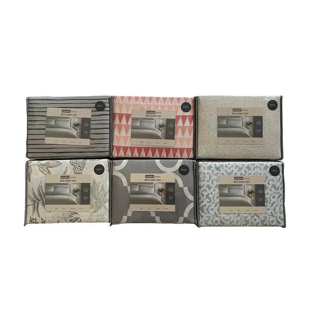 Juego De Sábana De Algodón Estampado King Surtidos