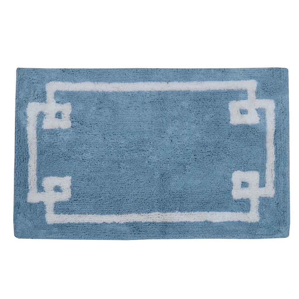 Alfombra de baño azul con detalle blanco 50X80CM