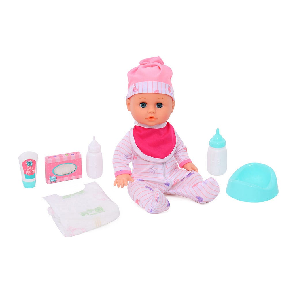 Muñeca Con Biberon/Pañales Y Accesorios 33Cm