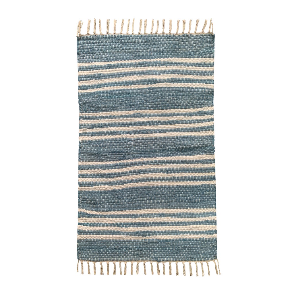 Alfombra Azul Con Diseños De Rayas 60X90Cm