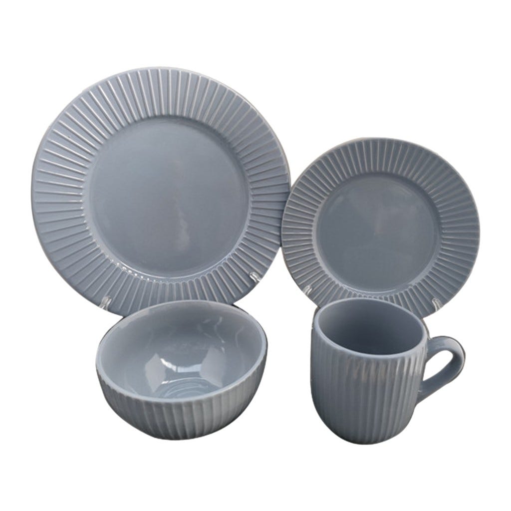 Set De Vajilla Gris De 16 Piezas