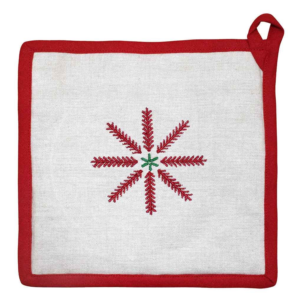Agarra ollas navideño con estampado rojo y verde 20x20cm
