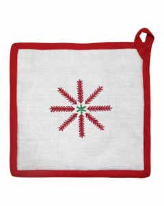 Agarra ollas navideño con estampado rojo y verde 20x20cm