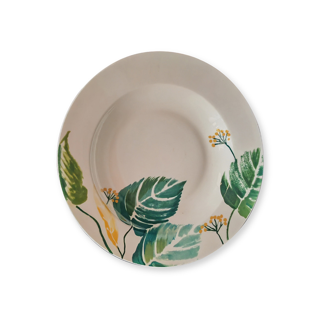 Plato Para Sopa Con Estampado De Hojas 19cm