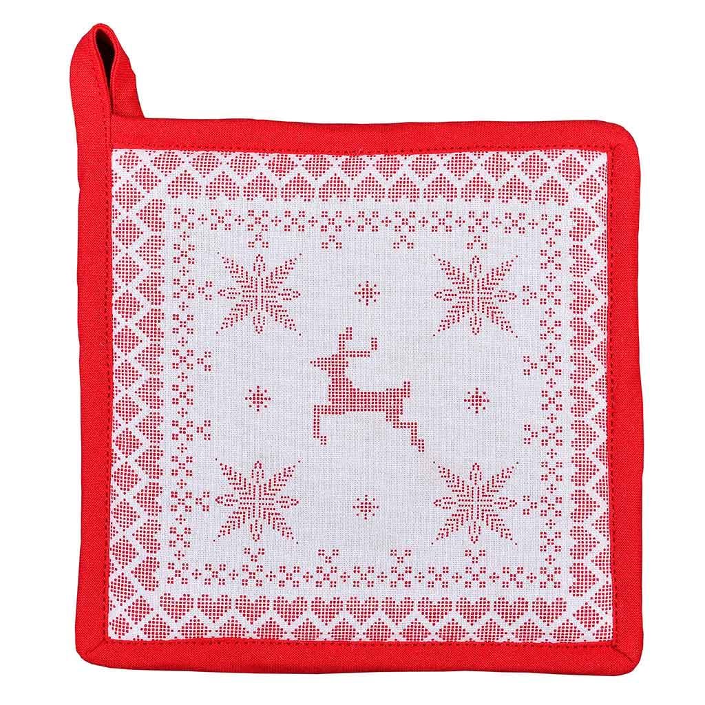 Agarra ollas navideño con diseño de venado 20x20cm