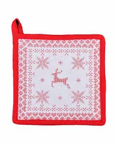 Agarra ollas navideño con diseño de venado 20x20cm