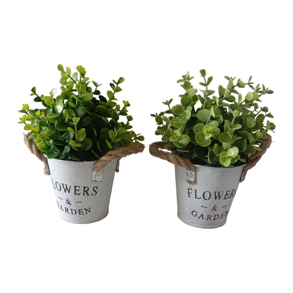 Eucalipto Artificial En Pote 23cm Surtido