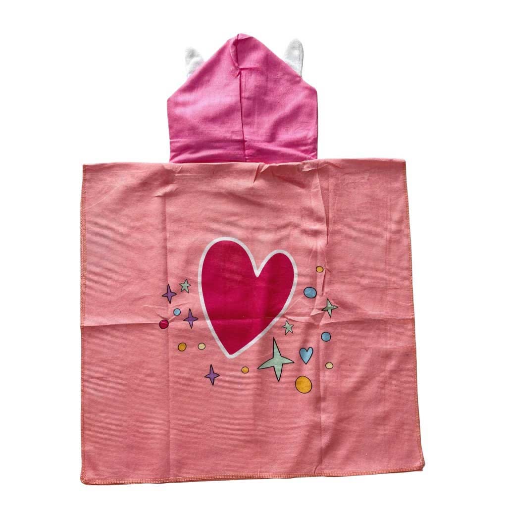 Poncho Para Niños Diseño De Unicornio En Tonos Rosas 60X120Cm