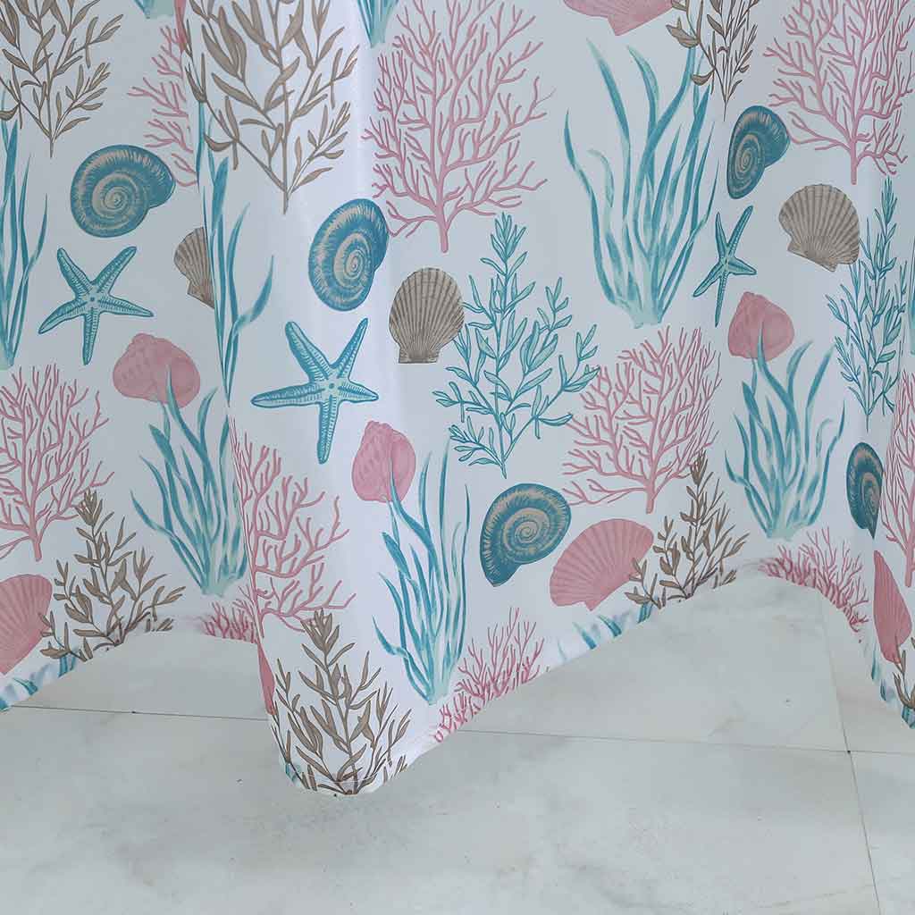 Cortina De Baño Estampado Marino Con Ganchos 180x180cm