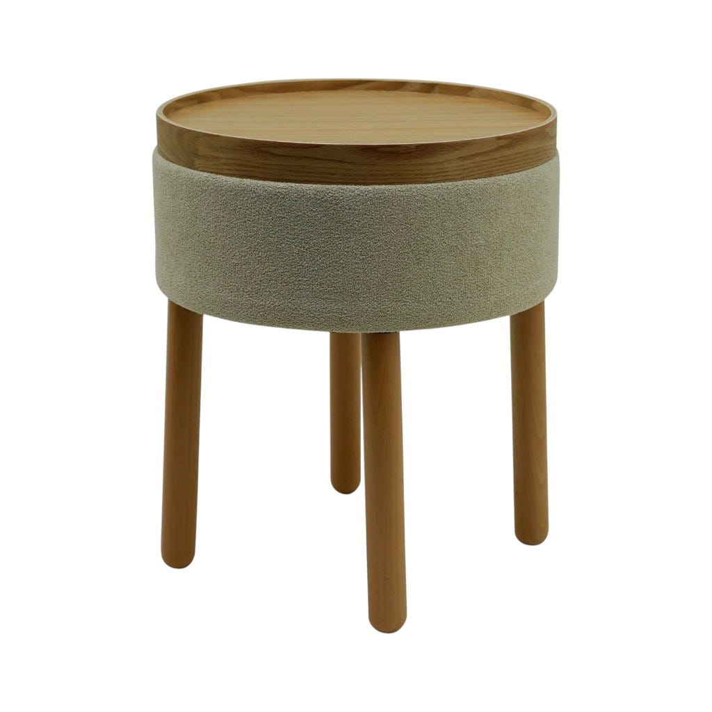 Mesa Lateral Gass Con Bandeja Beige 37X37X45Cm