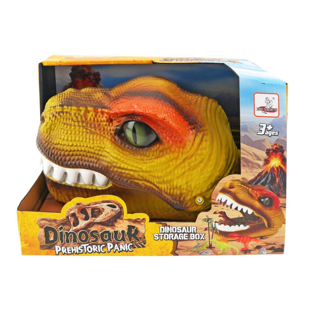 Caja De Almacenamiento En Forma De Cabeza De Dinosaurio Con Figuras