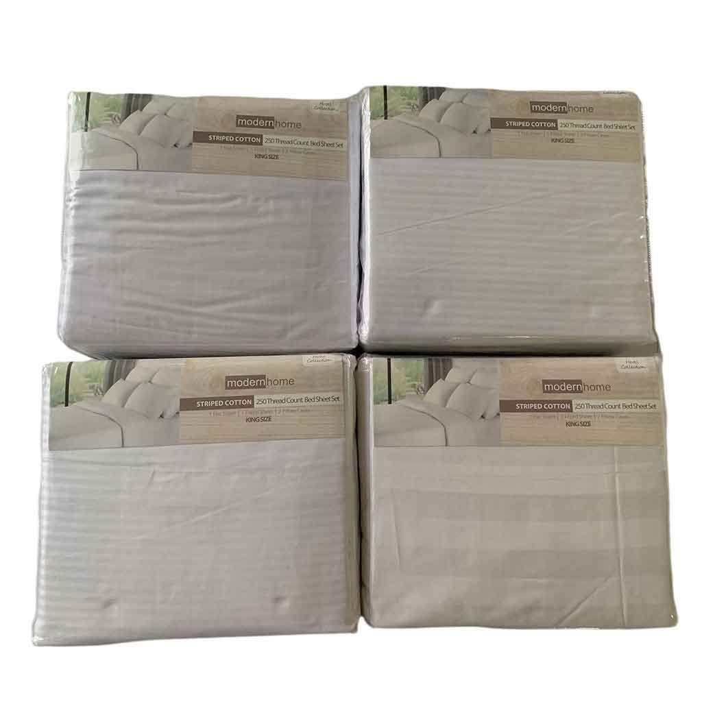 Juego De Sábana De Algodón Con Rayas King Surtidos