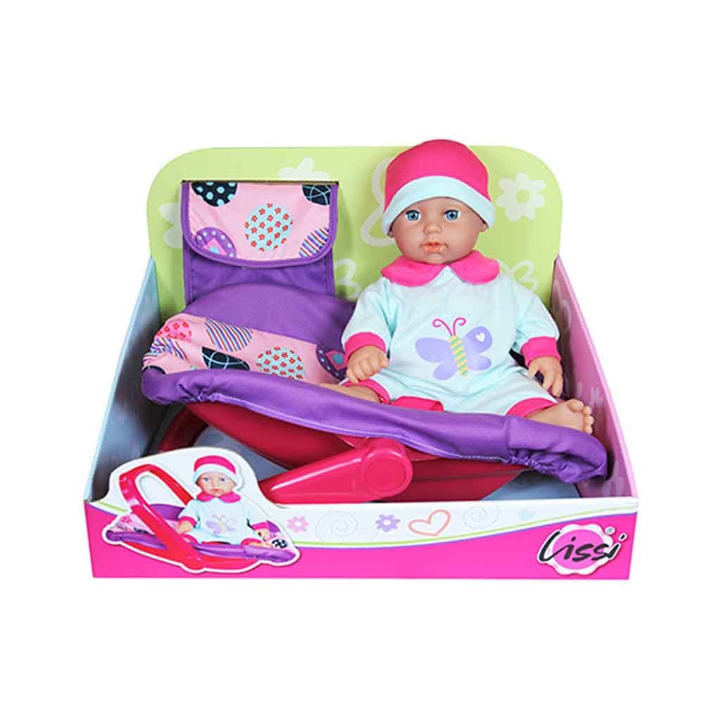 Muñeca Bebé De 11" Con Silla Para Carro Lissi