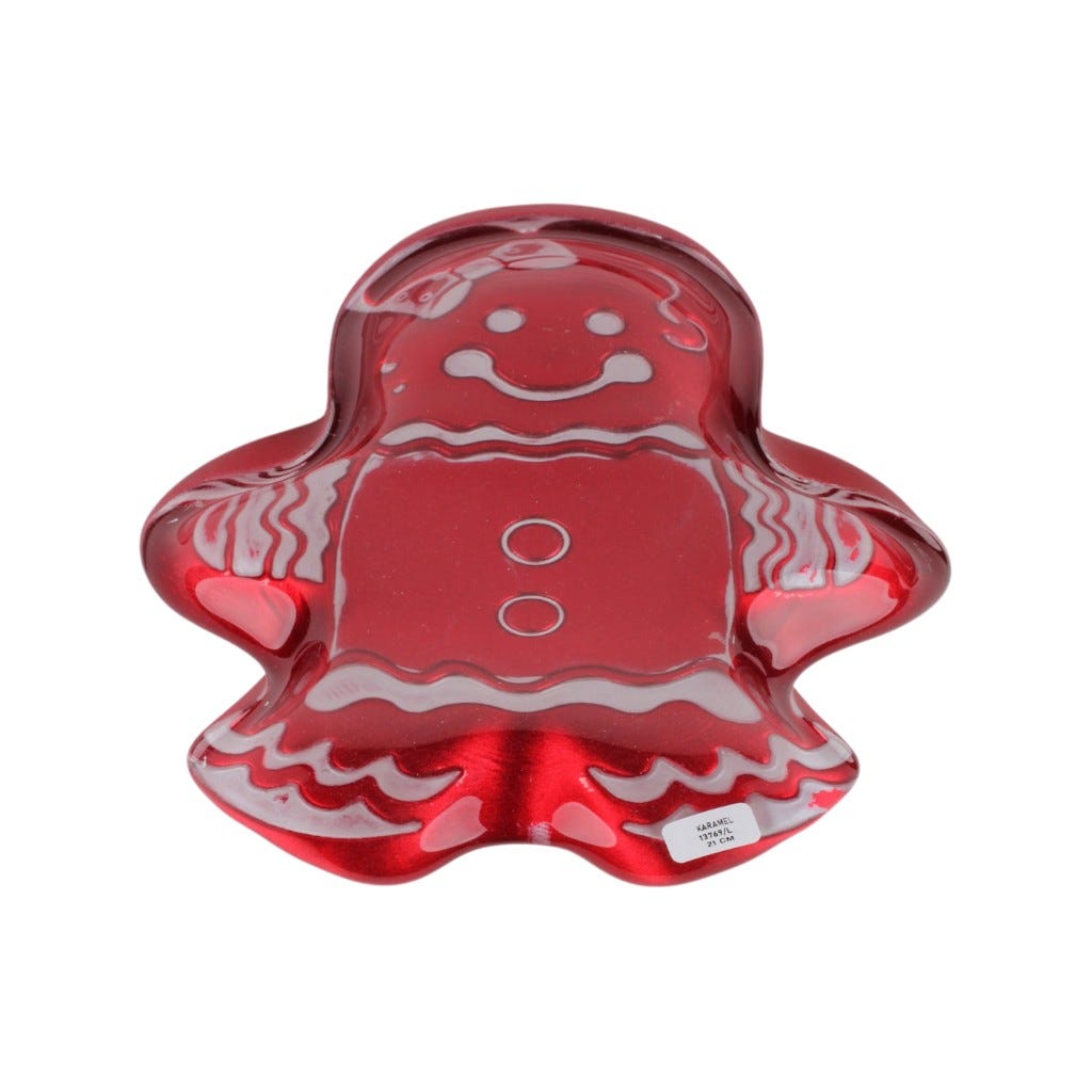 Bandeja Roja Forma De Muñeco De Jengibre 21 Cm