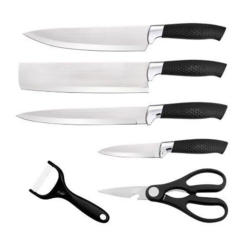 Set De Cuchillos Y Utensilios Negro 6 Pcs